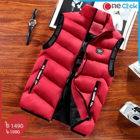 Sleeveless Warm Cotton Jackets -Red
