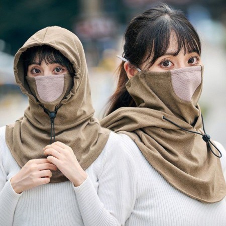 Cotton Fabric  Balaclava Windproof Full Face Mask (Khaki)