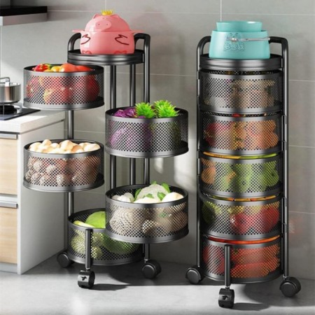 5 Layer (Round) Full Metal Fruit Vegetable Rack(Black)